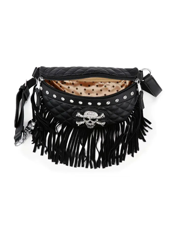 Fringed Skull Crossbody Bag