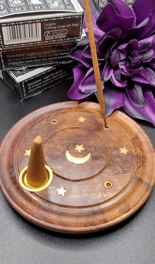 Moon & Star Cone and Stick Incense Burner