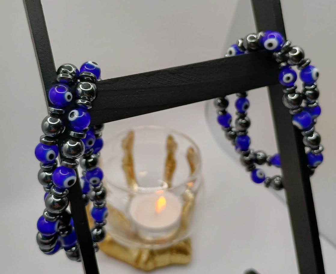 Evil Eye Lamp Glass, Hematite bracelet