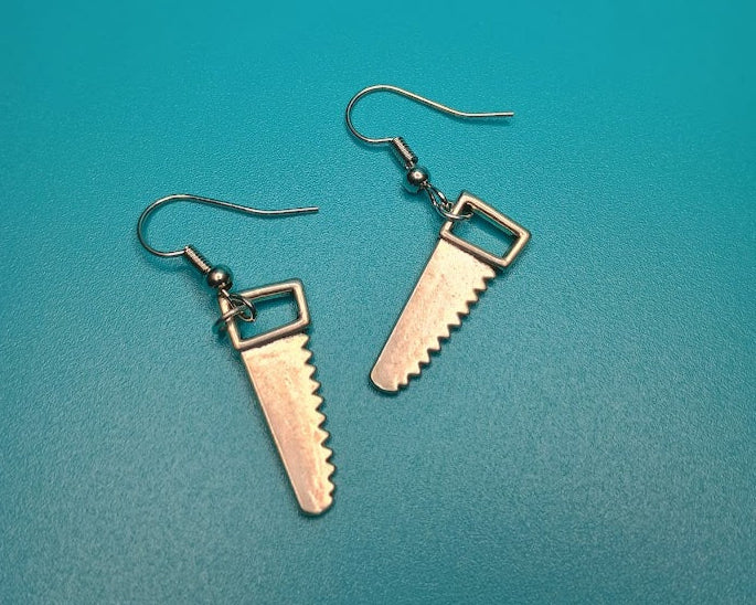 Silver Saw Tool Earrings