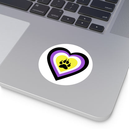 Non-Binary Heart/Paw Vinyl Sticker