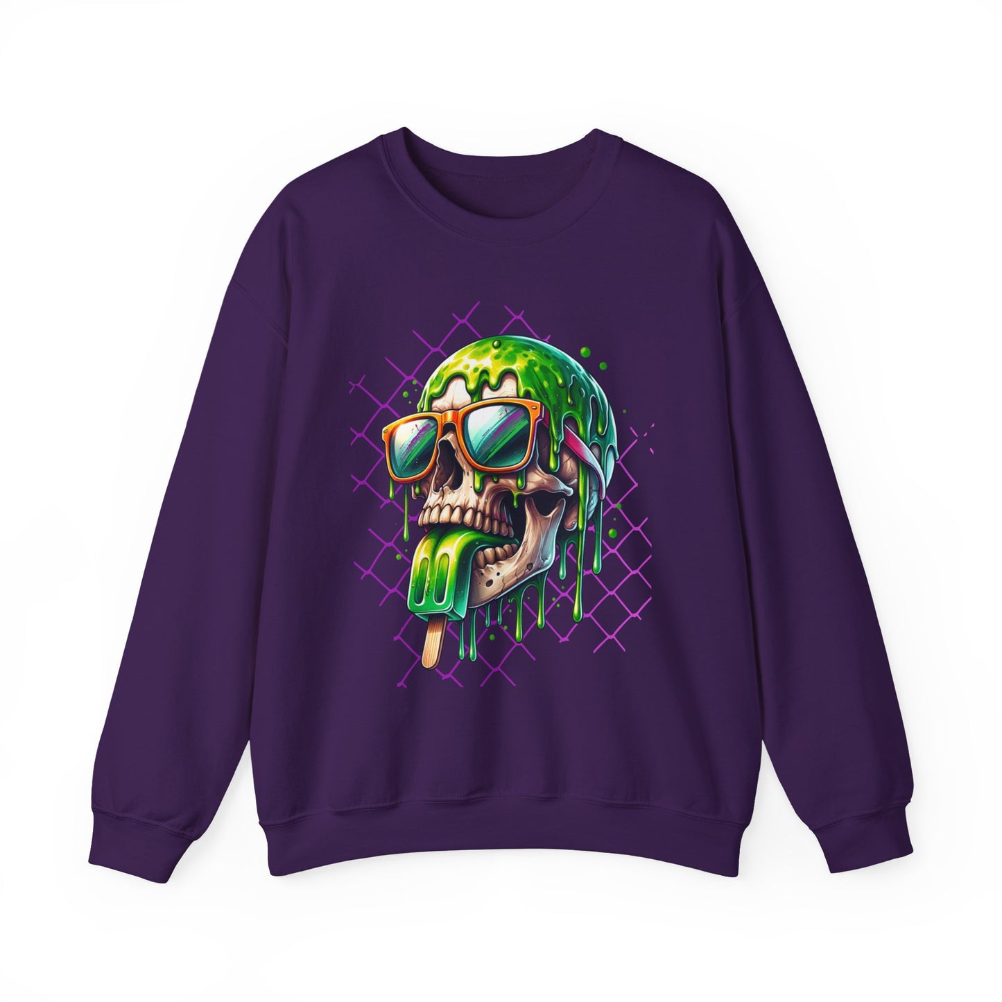Melted Neon Skull Crewneck Sweatshirt