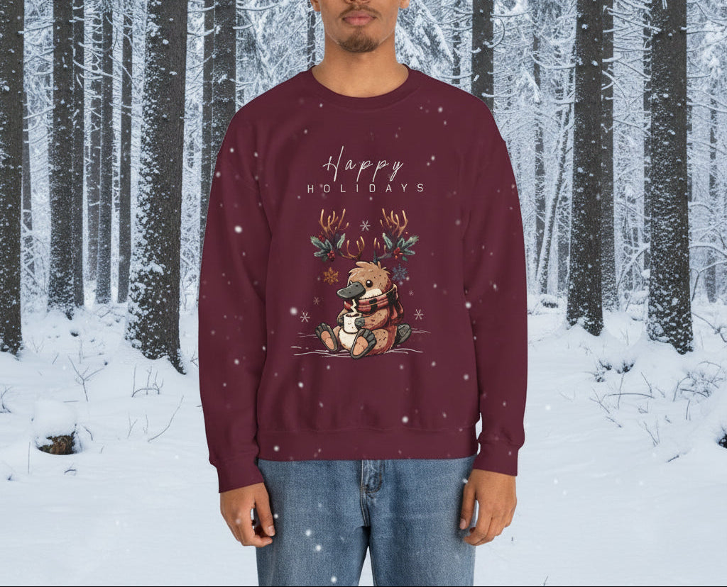 Holiday Platypus, Crewneck Sweatshirt