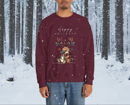 Holiday Platypus, Crewneck Sweatshirt