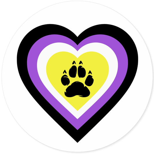 Non-Binary Heart/Paw Vinyl Sticker