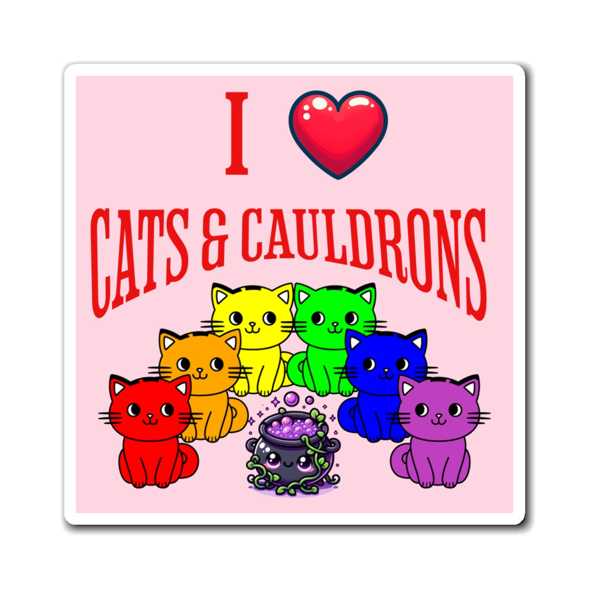 I Love Cats & Cauldrons Magnet