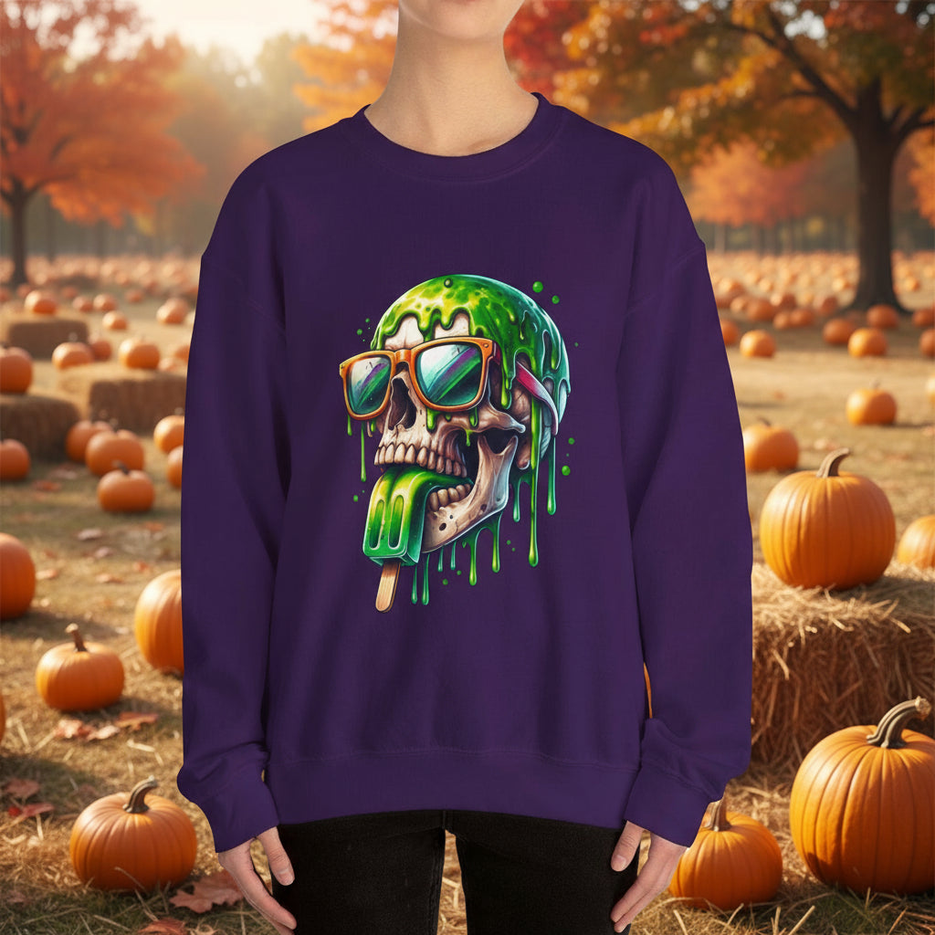 Melted Neon Skull Crewneck Sweatshirt