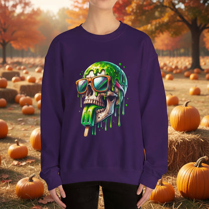 Melted Neon Skull Crewneck Sweatshirt