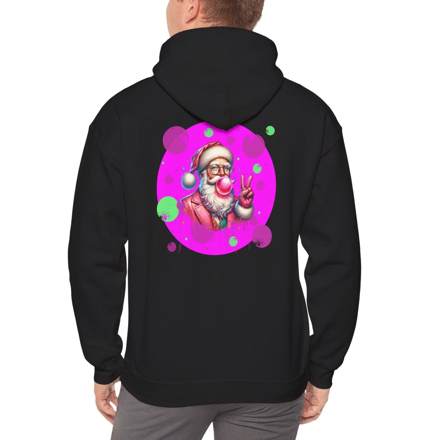 Pink & Green Santa, Hooded Sweatshirt