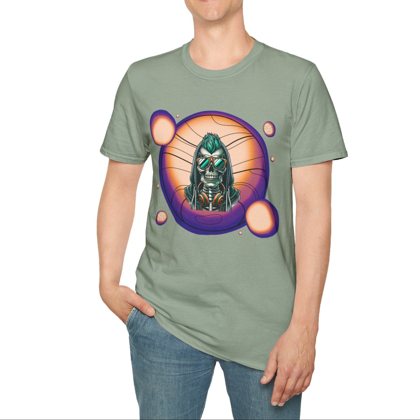 Chill Vibes Skeleton, Soft T-Shirt