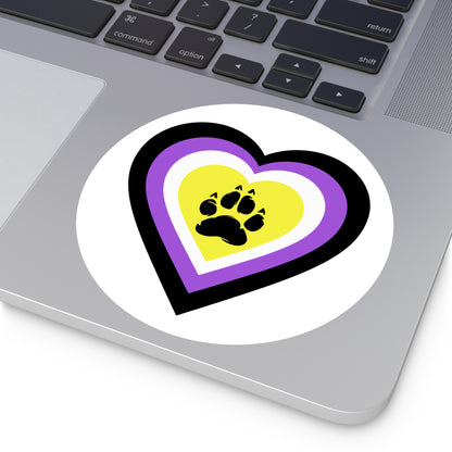 Non-Binary Heart/Paw Vinyl Sticker