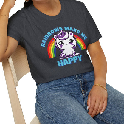 Unicorn "Rainbows Make Me Happy" Soft Tee