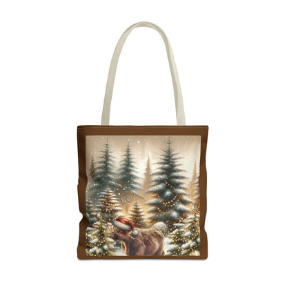 Highland Cow Winter, Tote Bag
