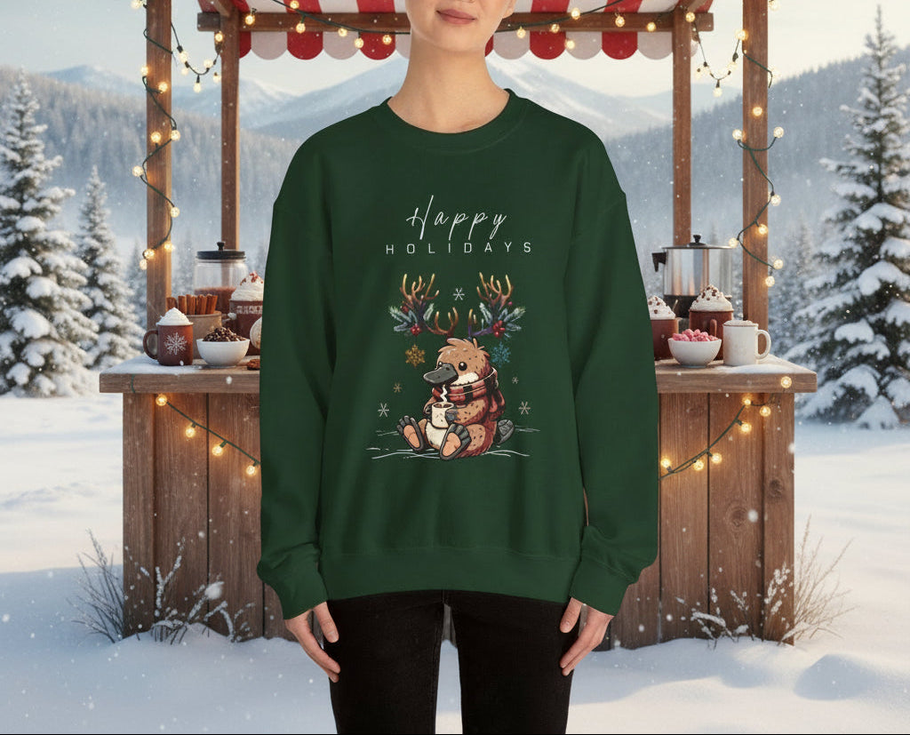 Holiday Platypus, Crewneck Sweatshirt