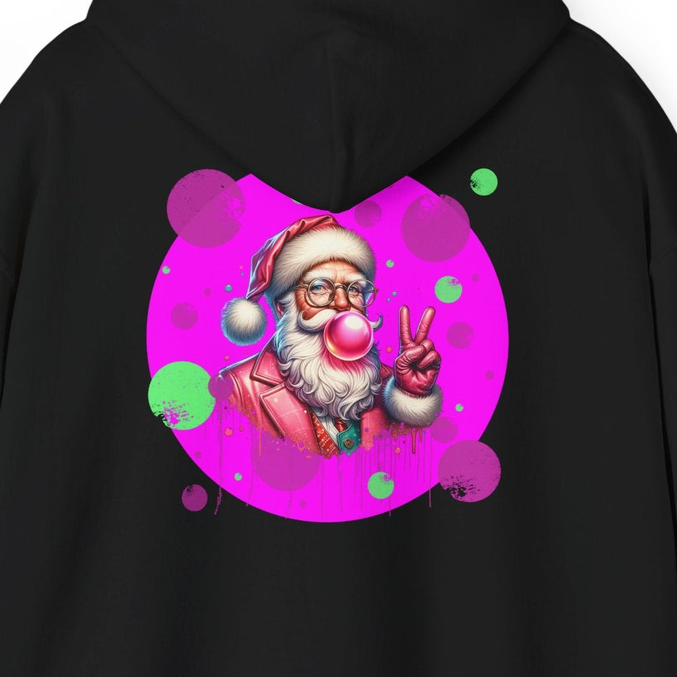 Pink & Green Santa, Hooded Sweatshirt