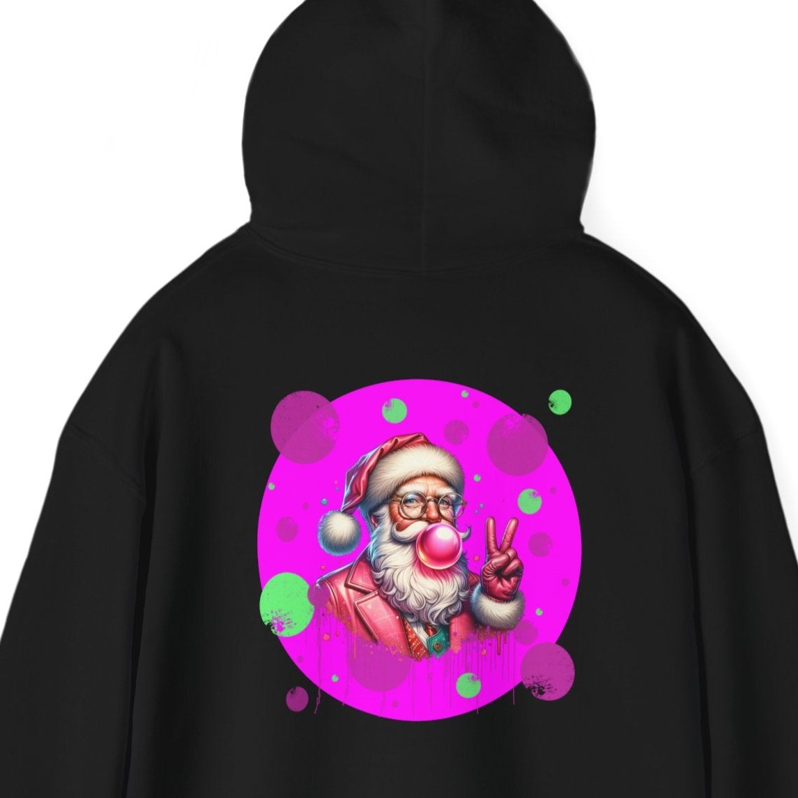 Pink & Green Santa, Hooded Sweatshirt