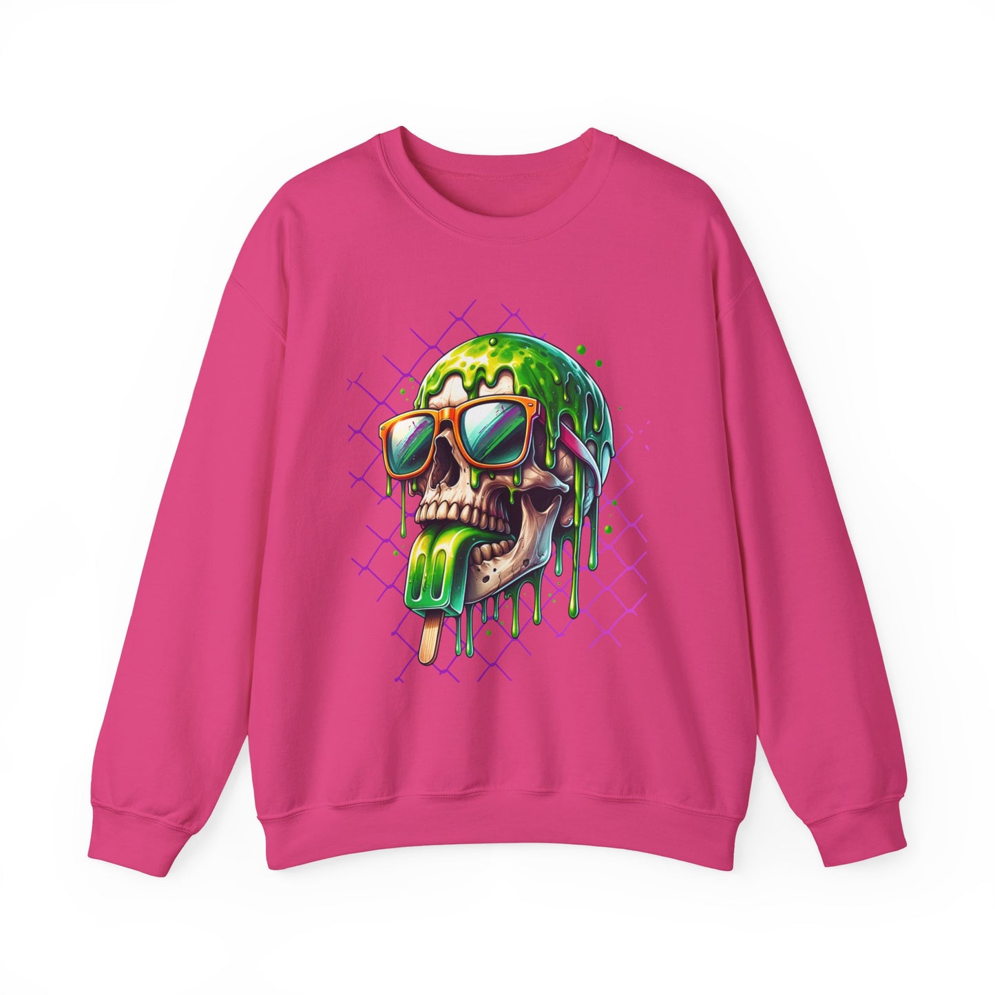 Melted Neon Skull Crewneck Sweatshirt