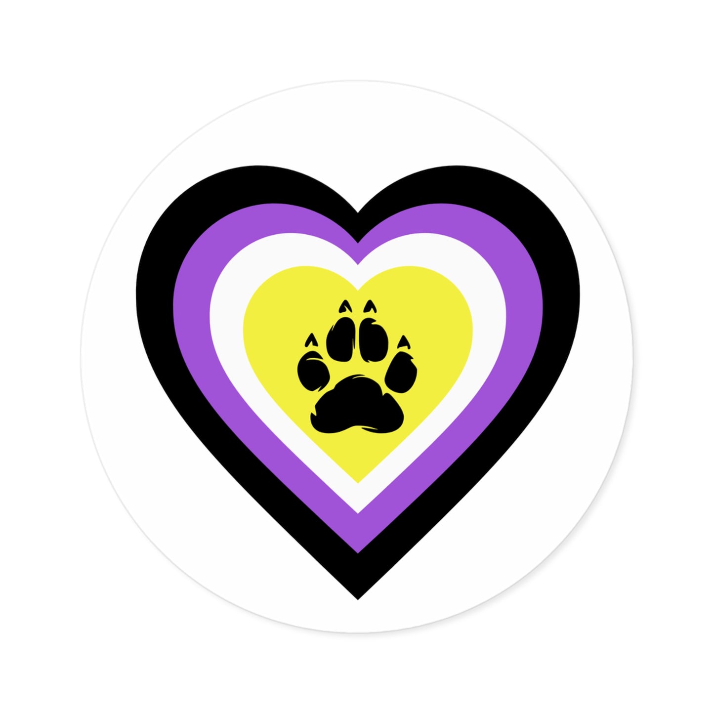 Non-Binary Heart/Paw Vinyl Sticker