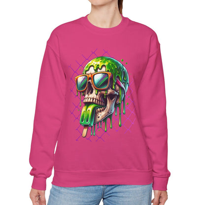 Melted Neon Skull Crewneck Sweatshirt