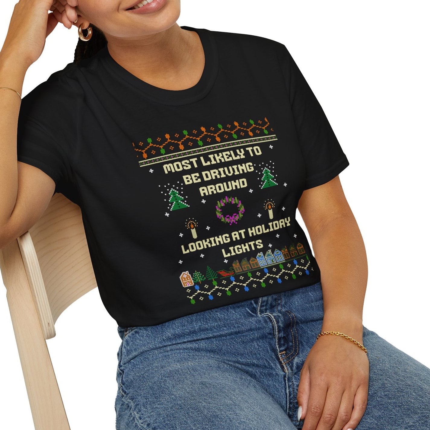 Holiday Lights Sweater, Soft Tee
