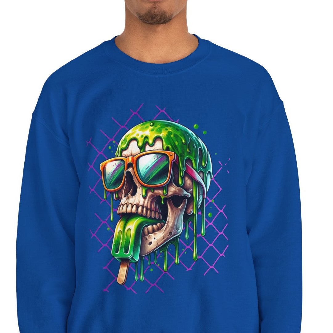 Melted Neon Skull Crewneck Sweatshirt