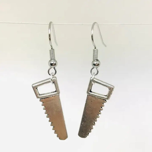 Silver Saw Tool Earrings