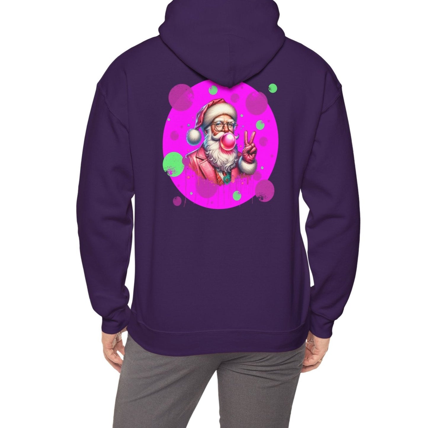 Pink & Green Santa, Hooded Sweatshirt