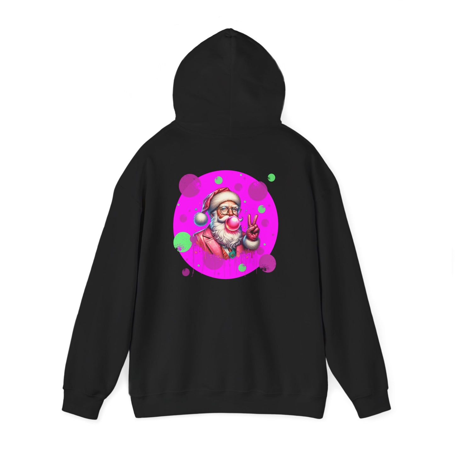 Pink & Green Santa, Hooded Sweatshirt