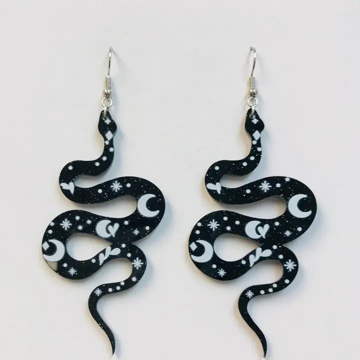 Black Luna Snake Earrings