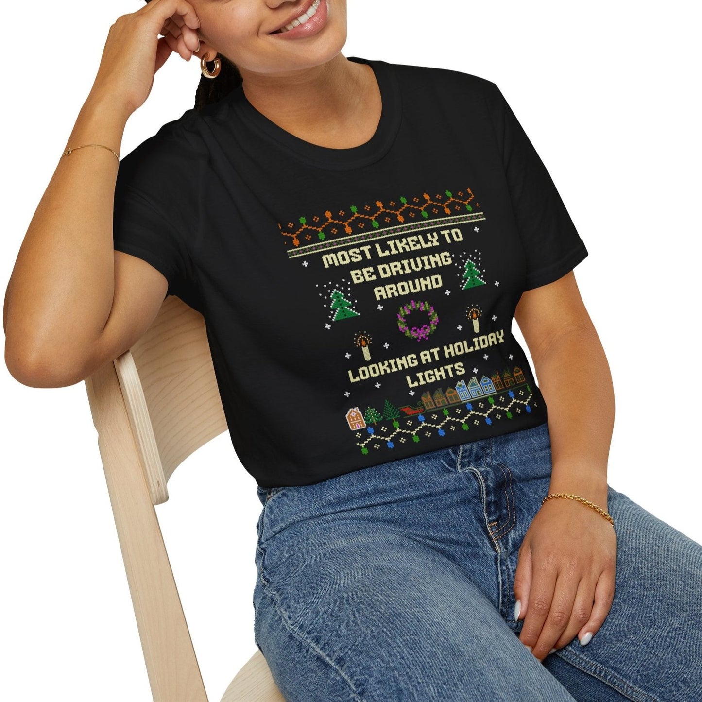 Holiday Lights Sweater, Soft Tee