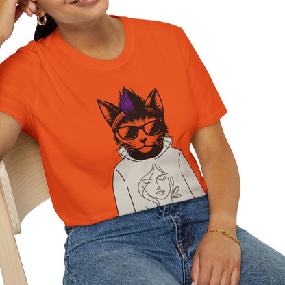 Cat Wearing Hoodie, Soft Tee