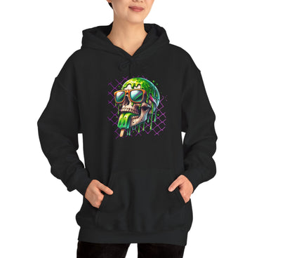Melted Neon Skull, Hooded Sweatshirt