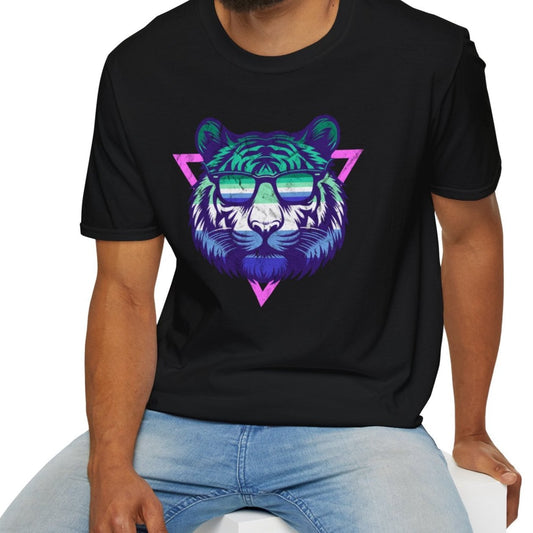 Tiger Gay Men Pride Colors Soft Tee