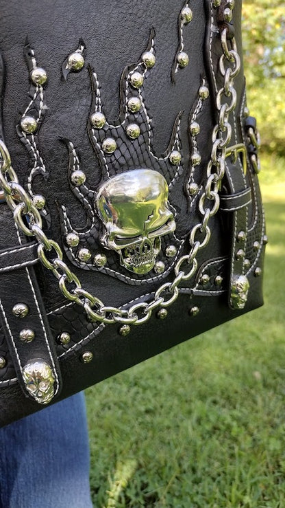 Stud and Chain Accented Skull Crossbody