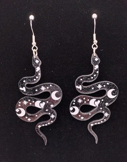 Black Luna Snake Earrings