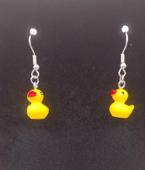 Tiny 3D Rubber Ducky Earrings