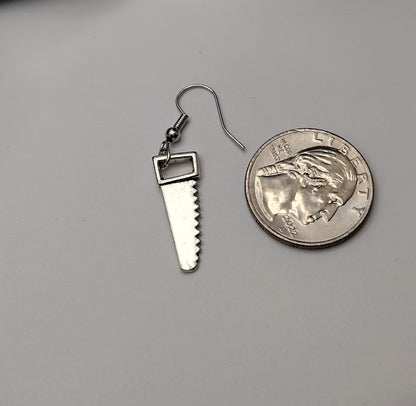 Silver Saw Tool Earrings