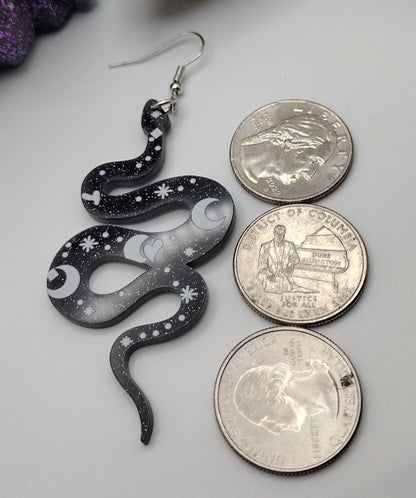 Black Luna Snake Earrings