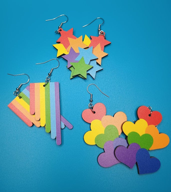 Heart & Star Clusters Earrings (3 piece set)