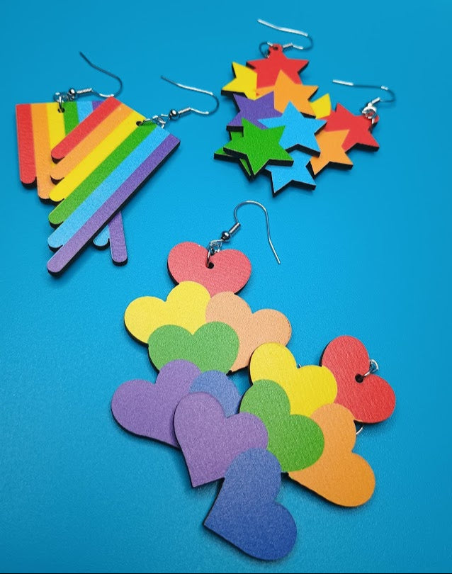 Heart & Star Clusters Earrings (3 piece set)