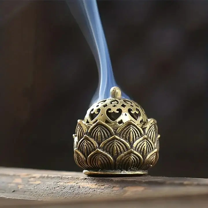 Lotus Shaped Incense Burner - Bronze