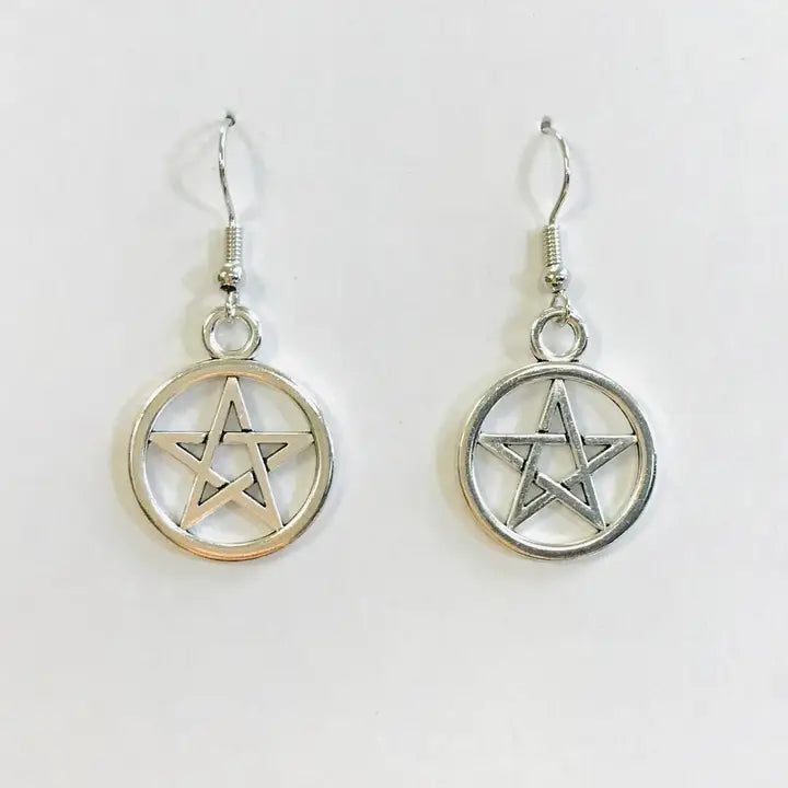 Silver Pentagram Earrings